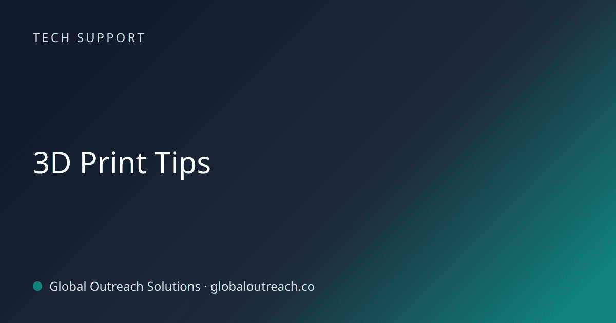 Blog article cover image: "3D Print Tips" in Tech Support