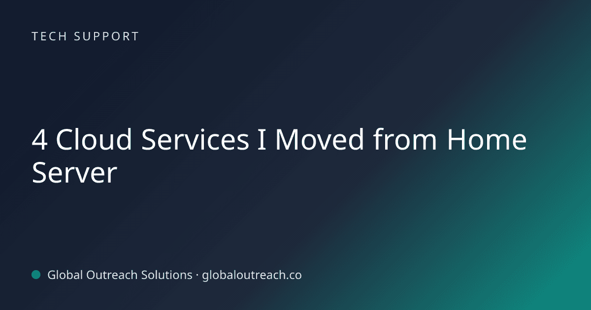 Blog article cover image: "4 Cloud Services I Moved from Home Server" in Tech Support