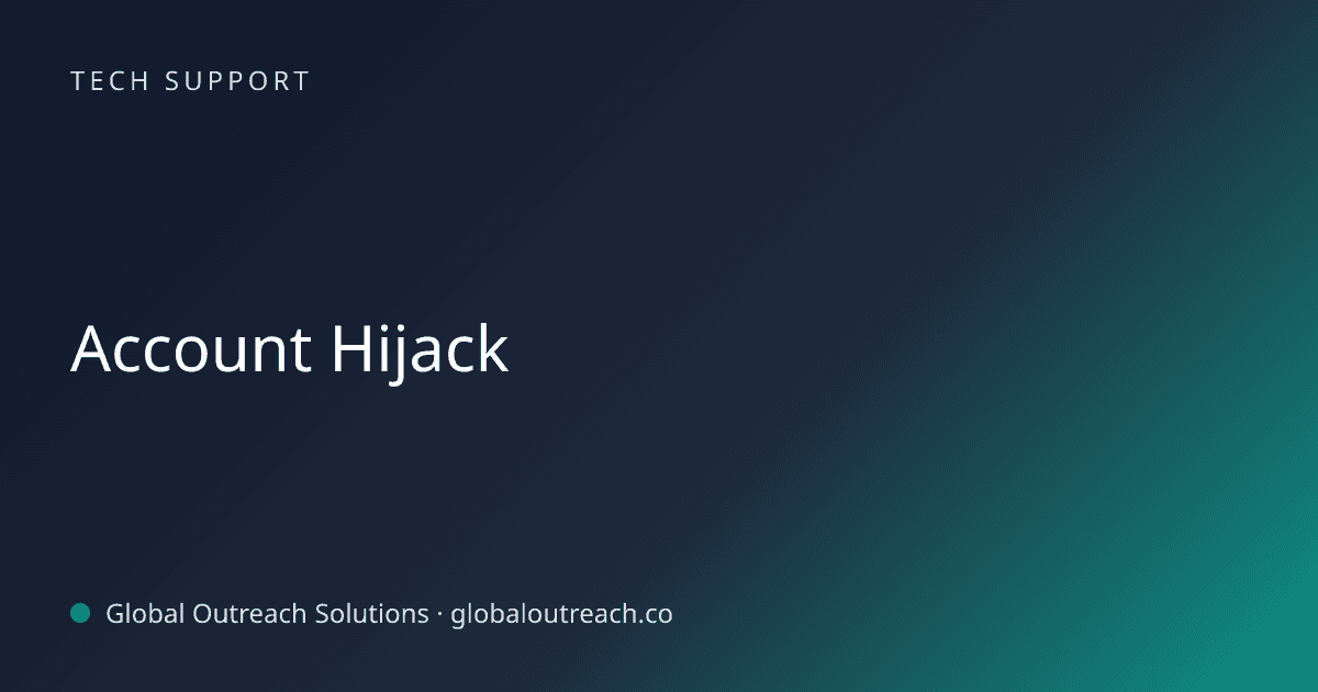 Blog article cover image: "Account Hijack" in Tech Support