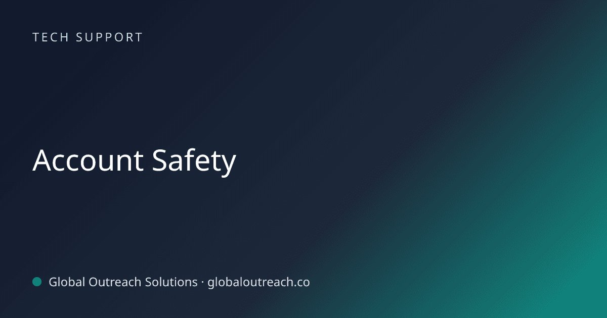 Illustrated cover image for the Tech Support article "Account Safety" on Global Outreach Solutions blog