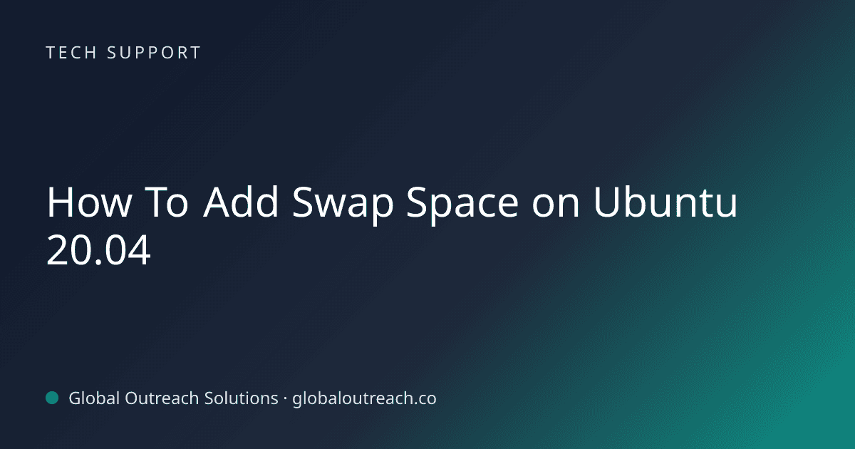 Blog article cover image: "How To Add Swap Space on Ubuntu 20.04" in Tech Support