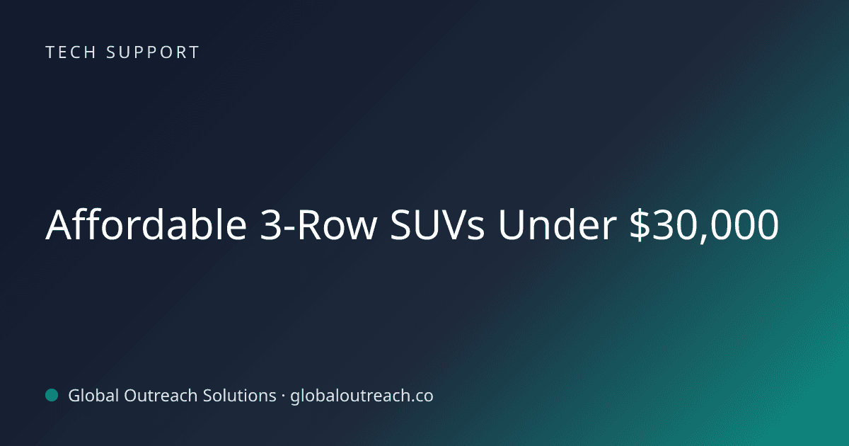 Blog article cover image: "Affordable 3-Row SUVs Under $30,000" in Tech Support