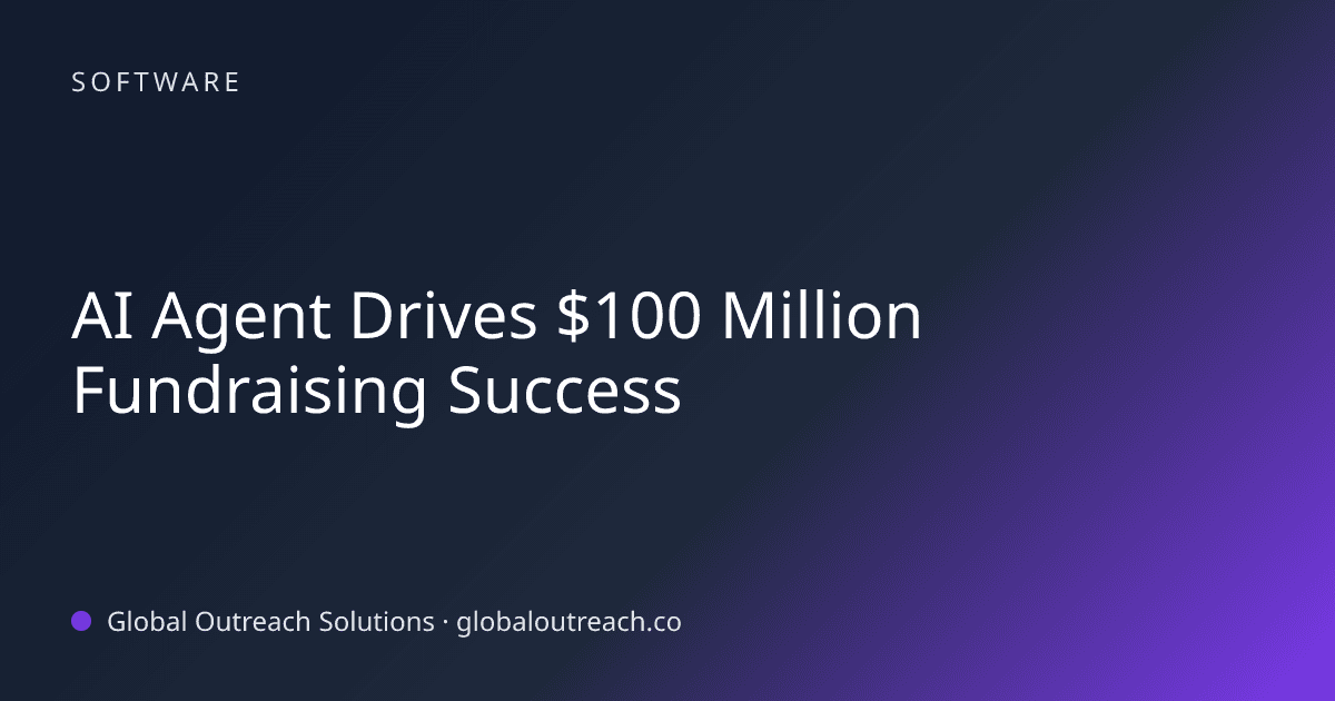 Blog article cover image: "AI Agent Drives $100 Million Fundraising Success" in Software