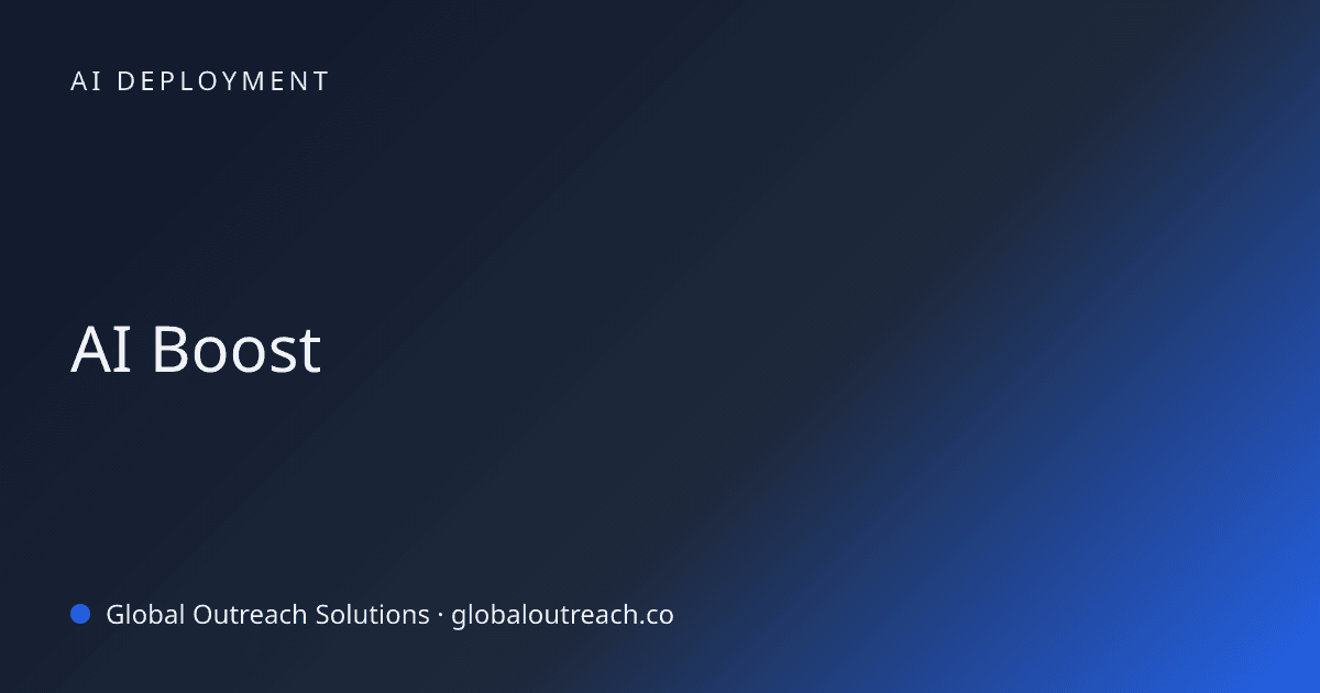 Illustrated cover image for the AI Deployment article "AI Boost" on Global Outreach Solutions blog