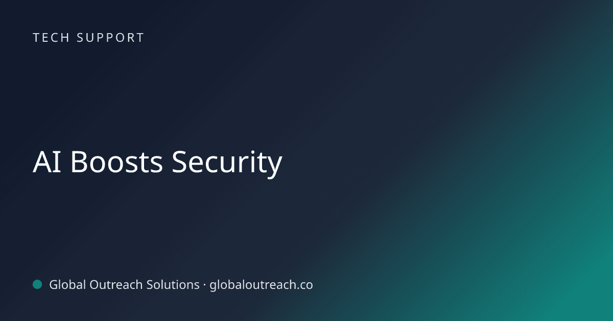 Blog article cover image: "AI Boosts Security" in Tech Support
