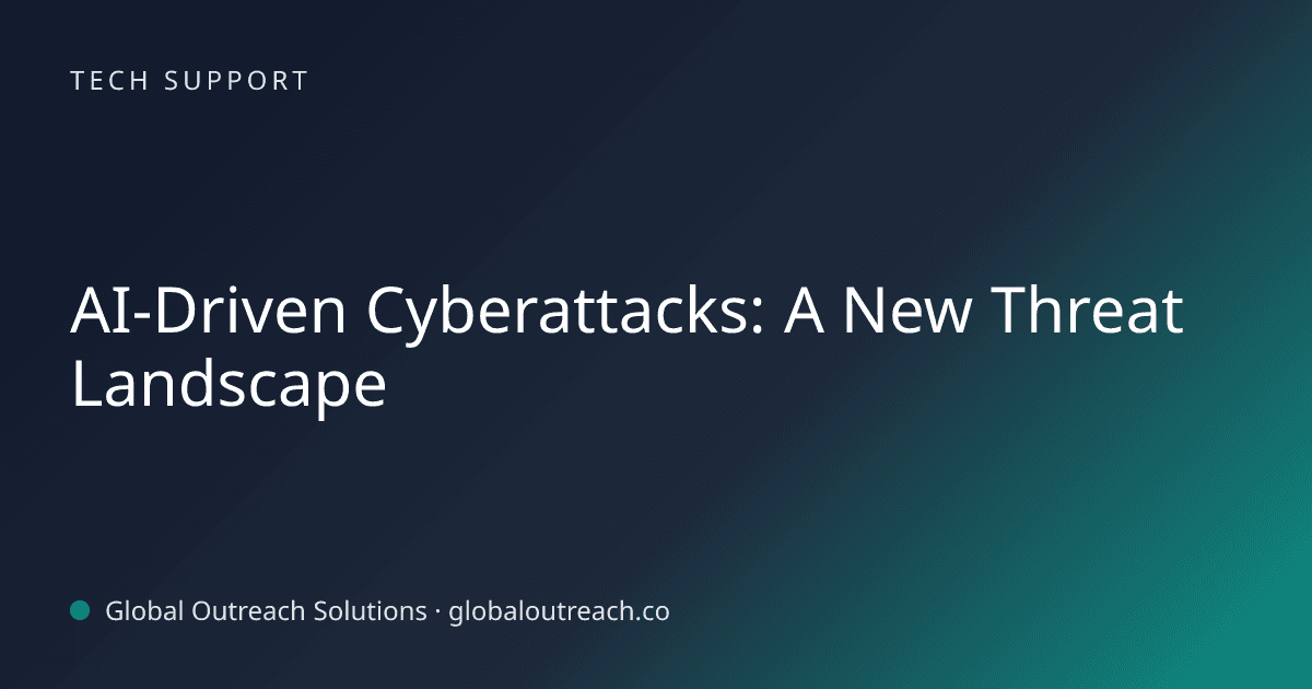 Related article cover image: "AI-Driven Cyberattacks: A New Threat Landscape" (Tech Support)