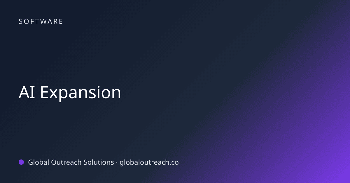 Illustrated cover image for the Software article "AI Expansion" on Global Outreach Solutions blog
