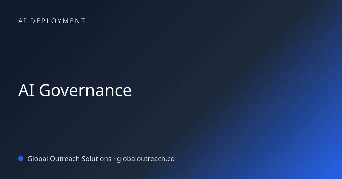 Blog article cover image: "AI Governance" in AI Deployment
