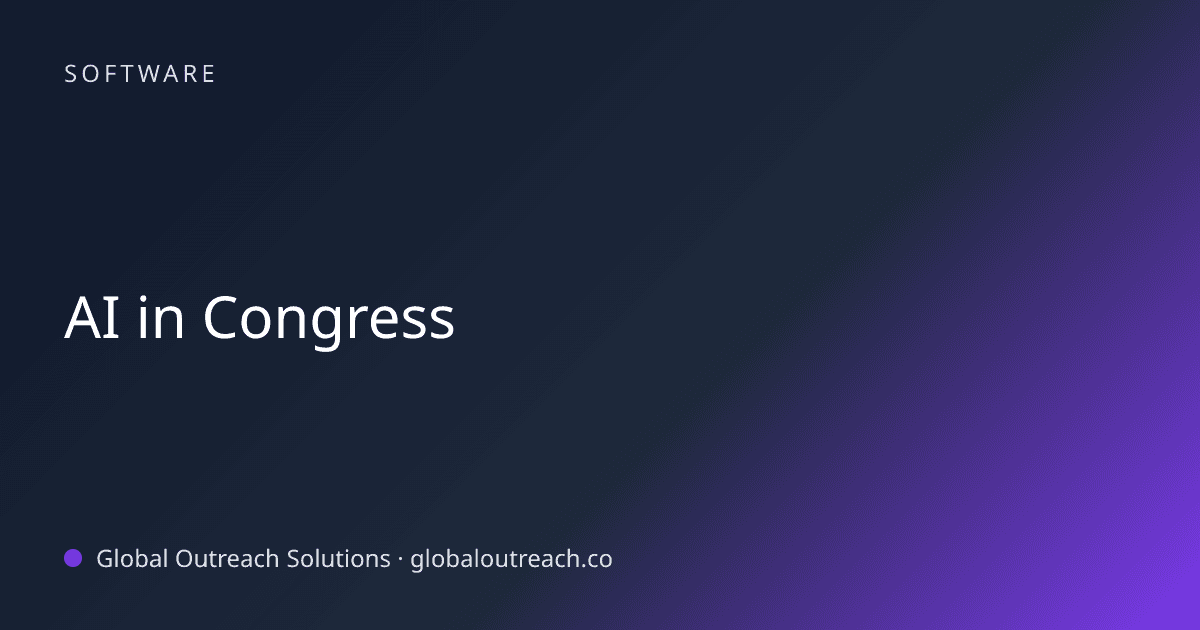 Illustrated cover image for the Software article "AI in Congress" on Global Outreach Solutions blog