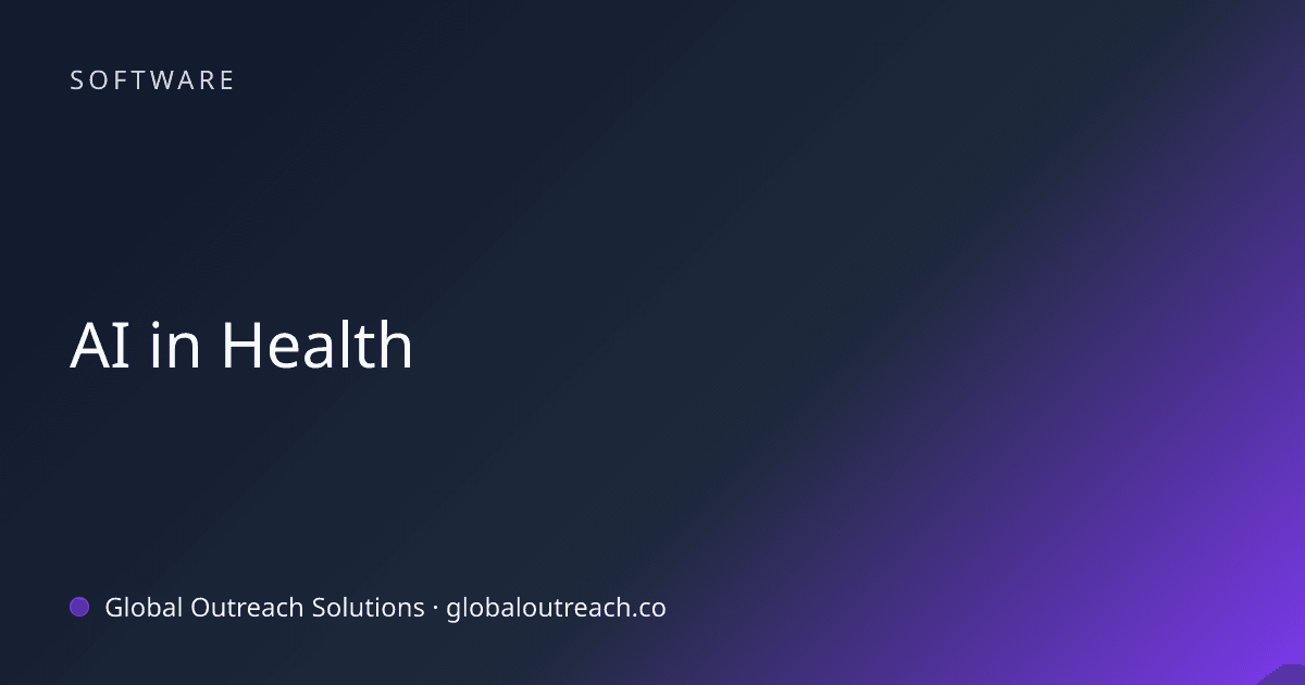 Blog article cover image: "AI in Health" in Software