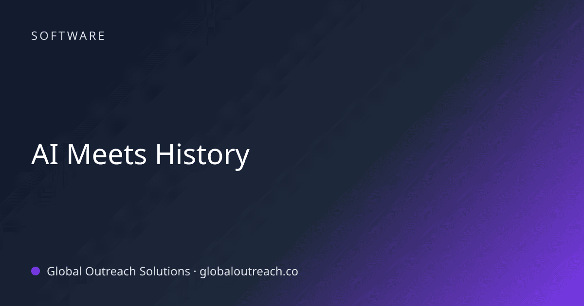 Blog article cover image: "AI Meets History" in Software