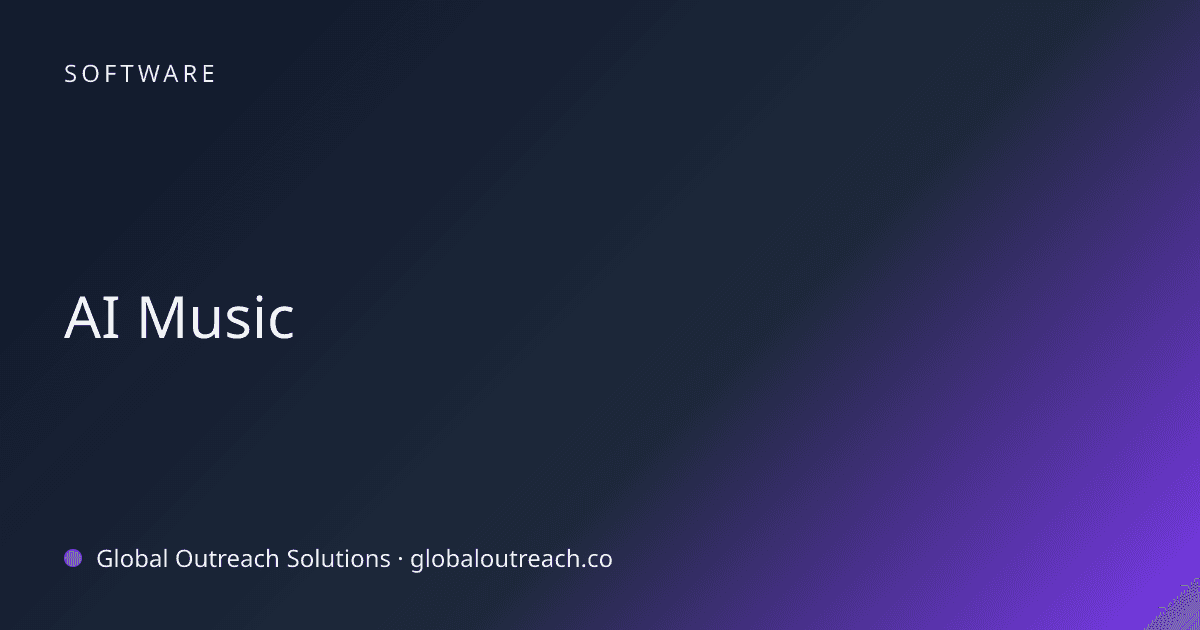 Illustrated cover image for the Software article "AI Music" on Global Outreach Solutions blog