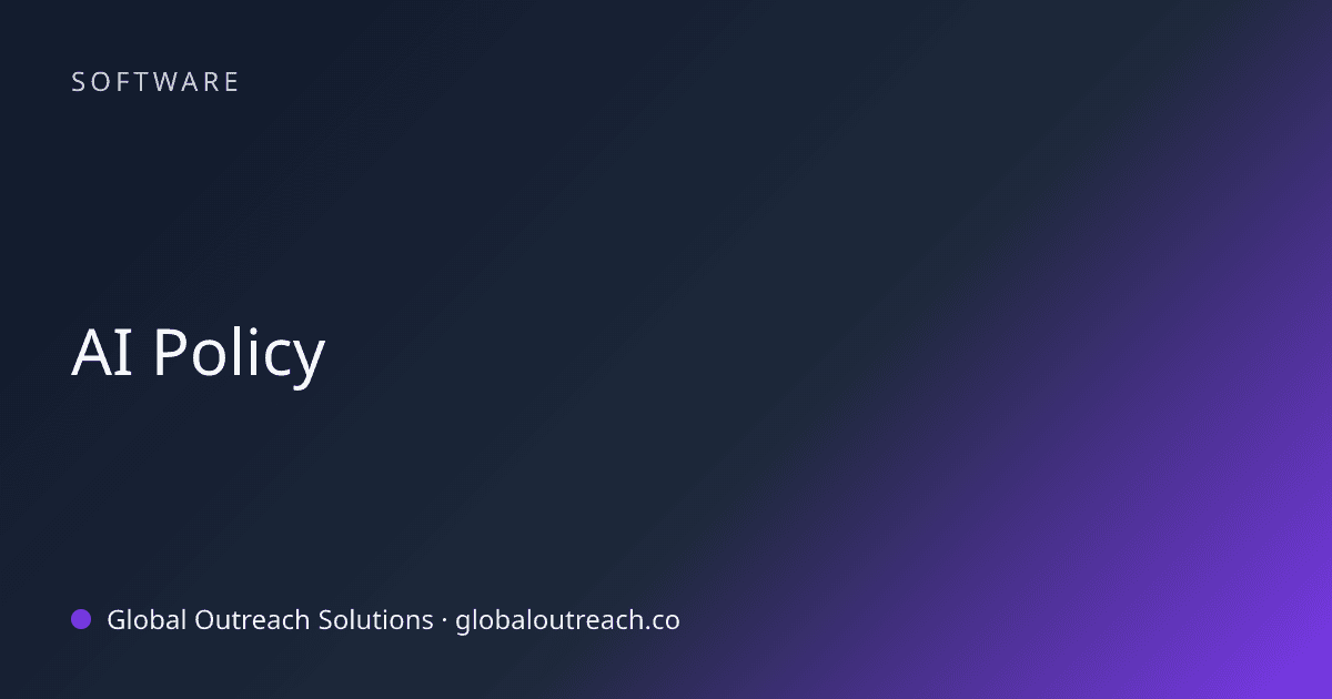 Blog article cover image: "AI Policy" in Software
