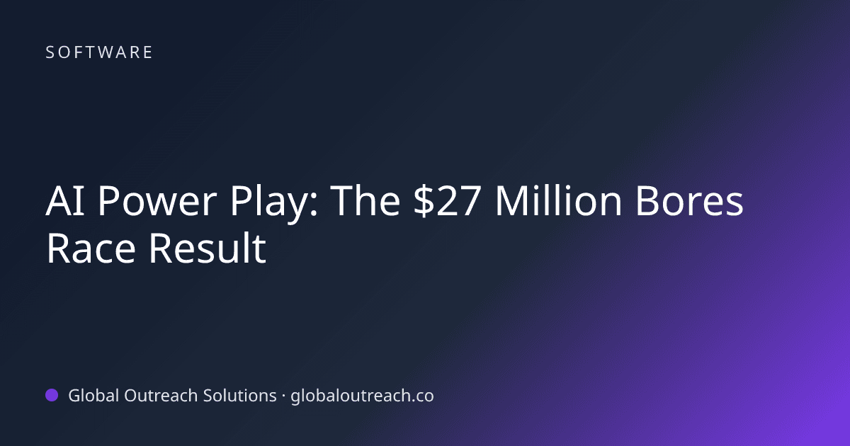 Blog article cover image: "AI Power Play: The $27 Million Bores Race Result" in Software