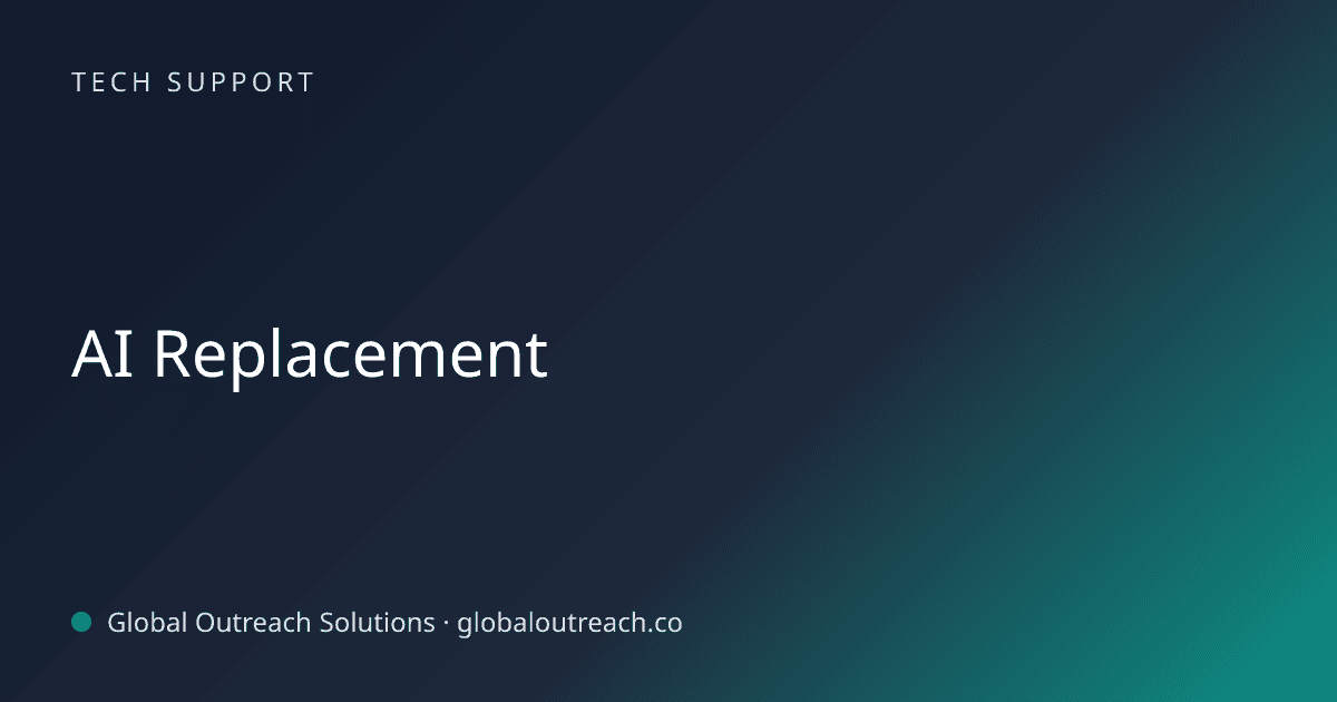 Blog article cover image: "AI Replacement" in Tech Support