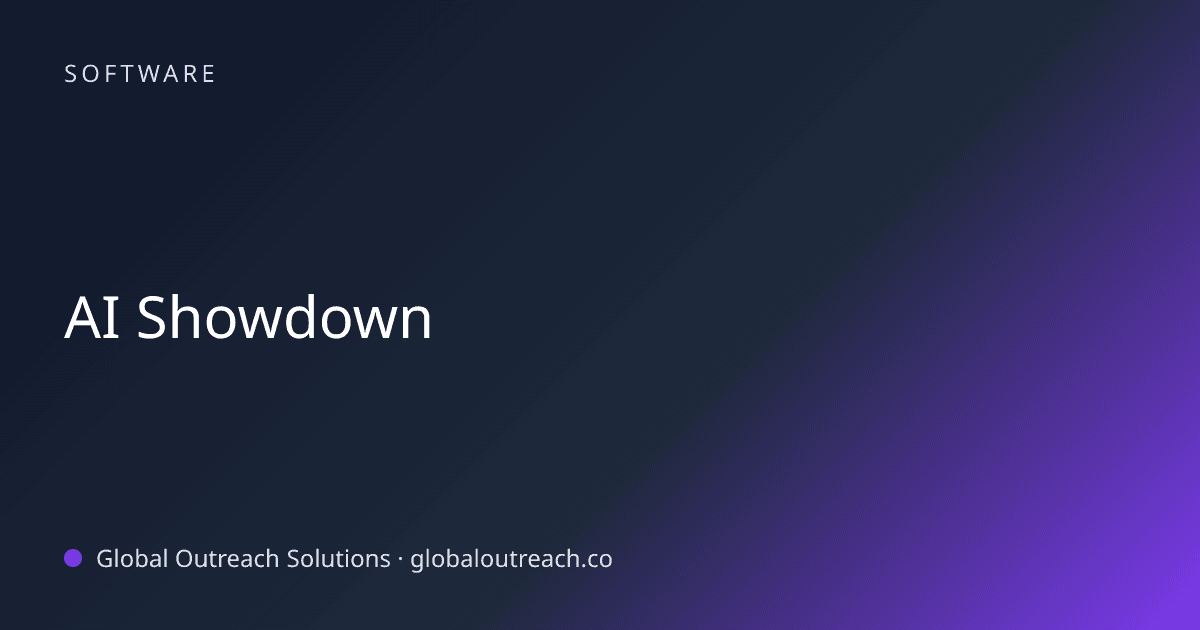 Illustrated cover image for the Software article "AI Showdown" on Global Outreach Solutions blog