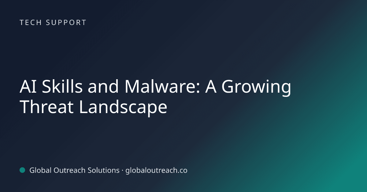 Related article cover image: "AI Skills and Malware: A Growing Threat Landscape" (Tech Support)