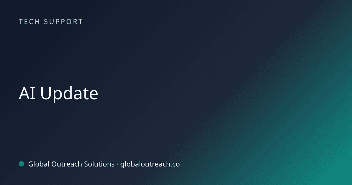 Blog article cover image: "AI Update" in Tech Support