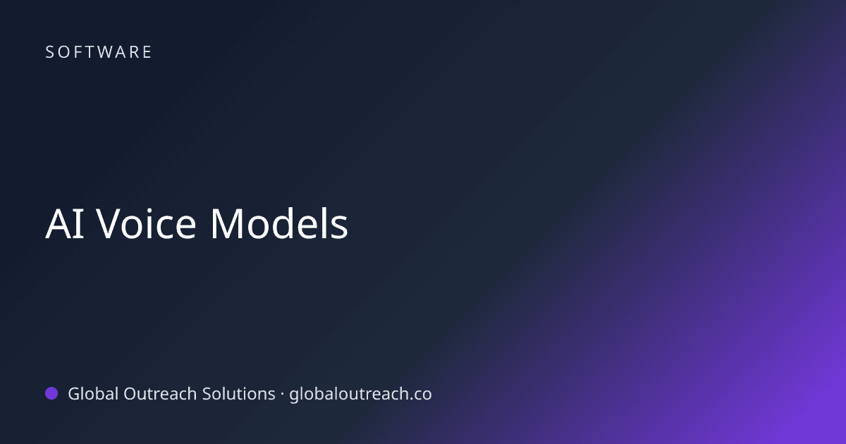 Illustrated cover image for the Software article "AI Voice Models" on Global Outreach Solutions blog