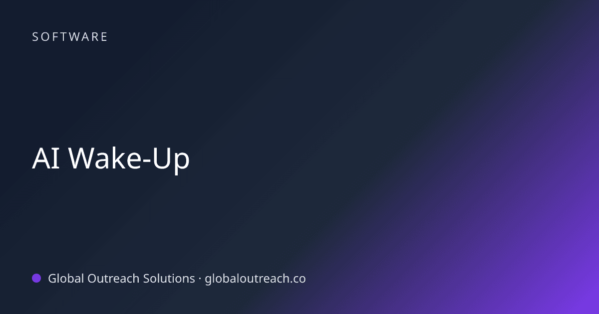 Illustrated cover image for the Software article "AI Wake-Up" on Global Outreach Solutions blog
