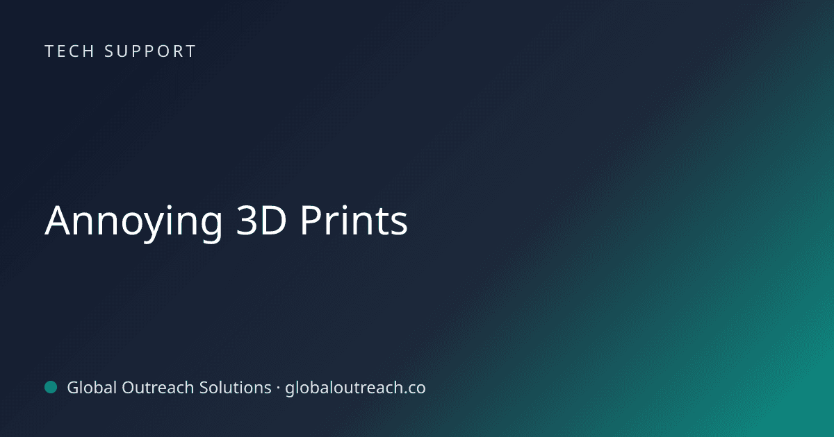 Blog article cover image: "Annoying 3D Prints" in Tech Support