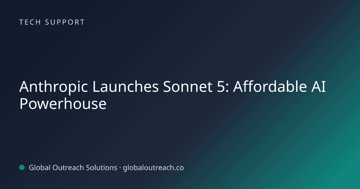 Blog article cover image: "Anthropic Launches Sonnet 5: Affordable AI Powerhouse" in Tech Support