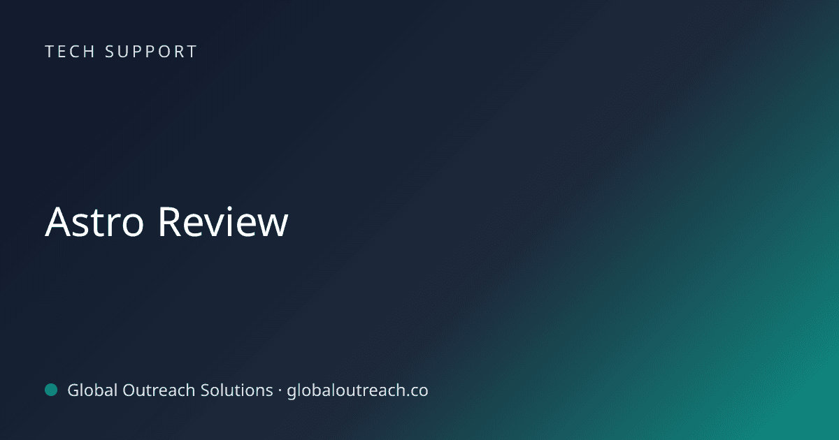 Blog article cover image: "Astro Review" in Tech Support