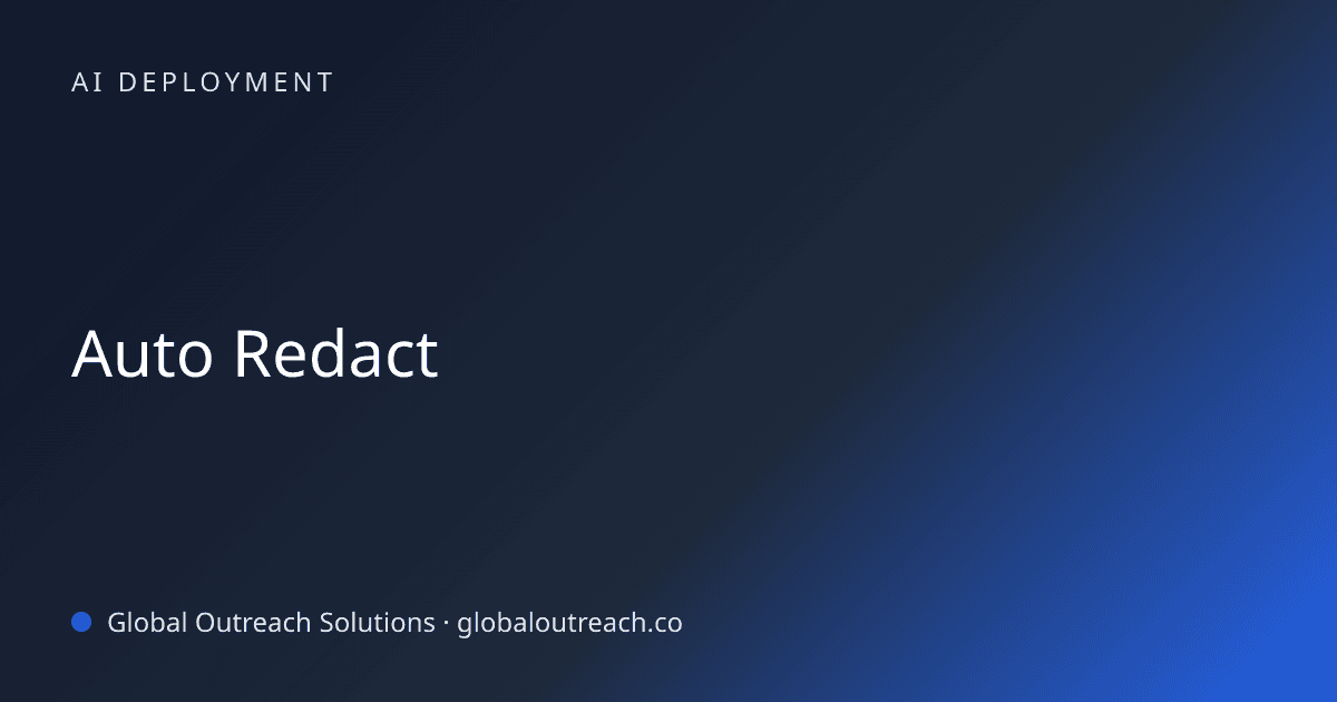 Blog article cover image: "Auto Redact" in AI Deployment