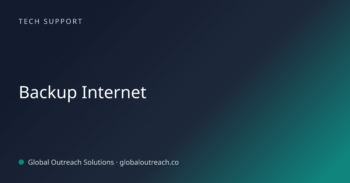 Illustrated cover image for the Tech Support article "Backup Internet" on Global Outreach Solutions blog