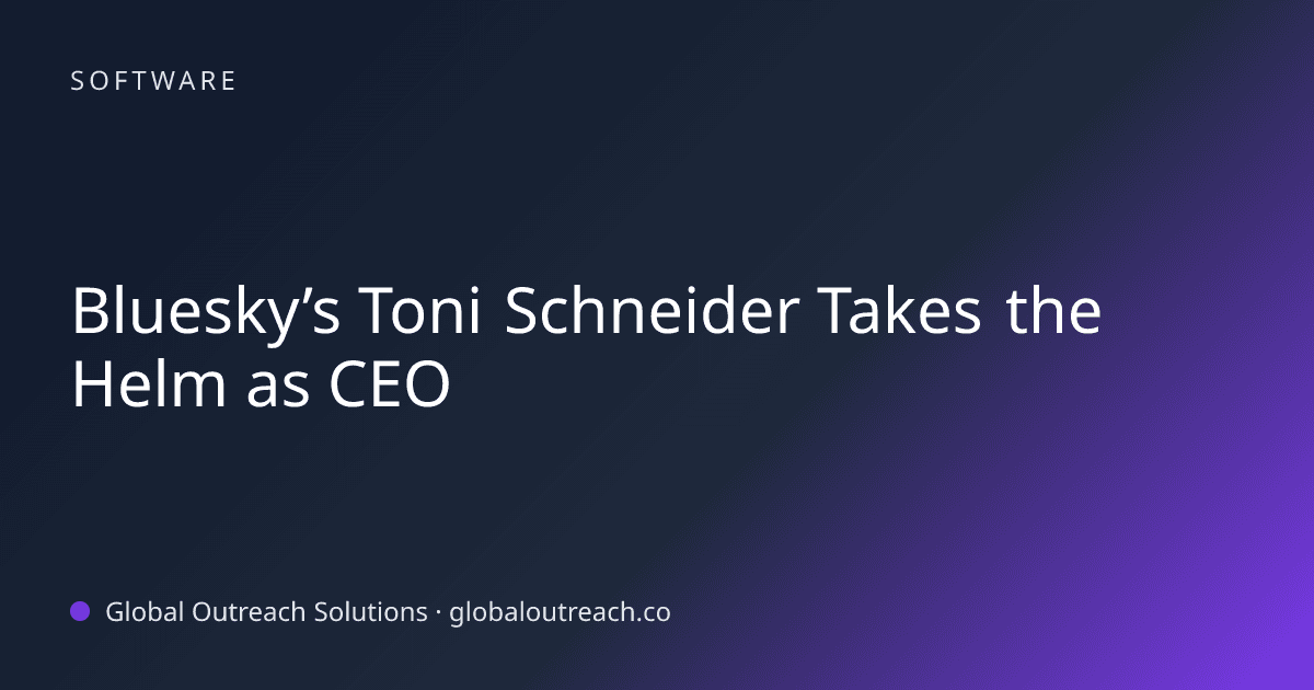 Blog article cover image: "Bluesky’s Toni Schneider Takes the Helm as CEO" in Software