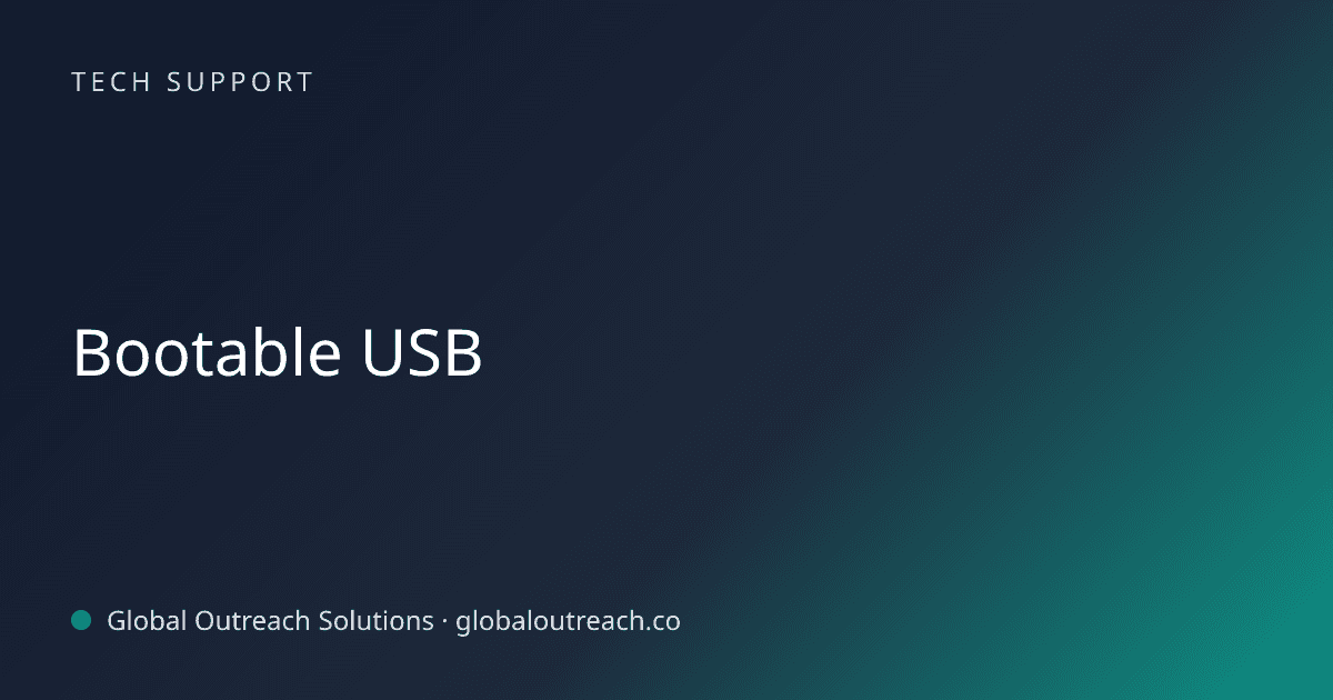 Blog article cover image: "Bootable USB" in Tech Support