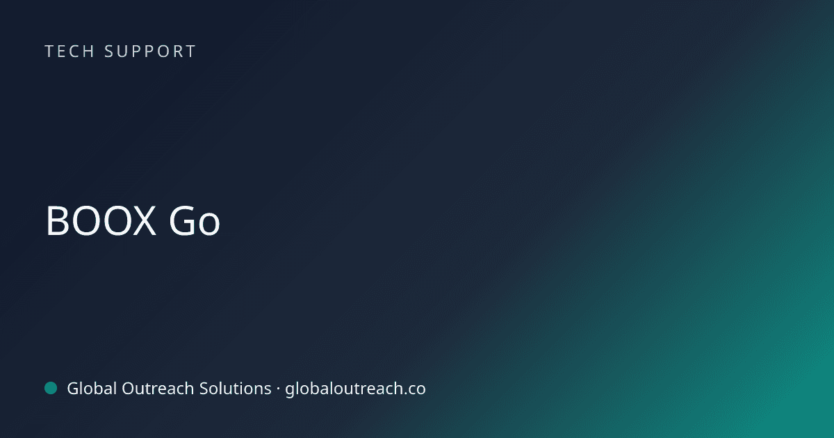 Blog article cover image: "BOOX Go" in Tech Support