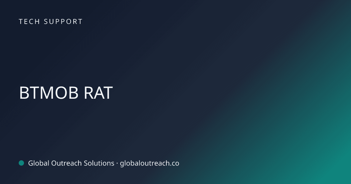 Related article cover image: "BTMOB RAT" (Tech Support)