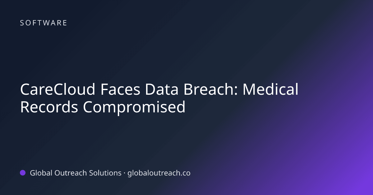 Related article cover image: "CareCloud Faces Data Breach: Medical Records Compromised" (Software)