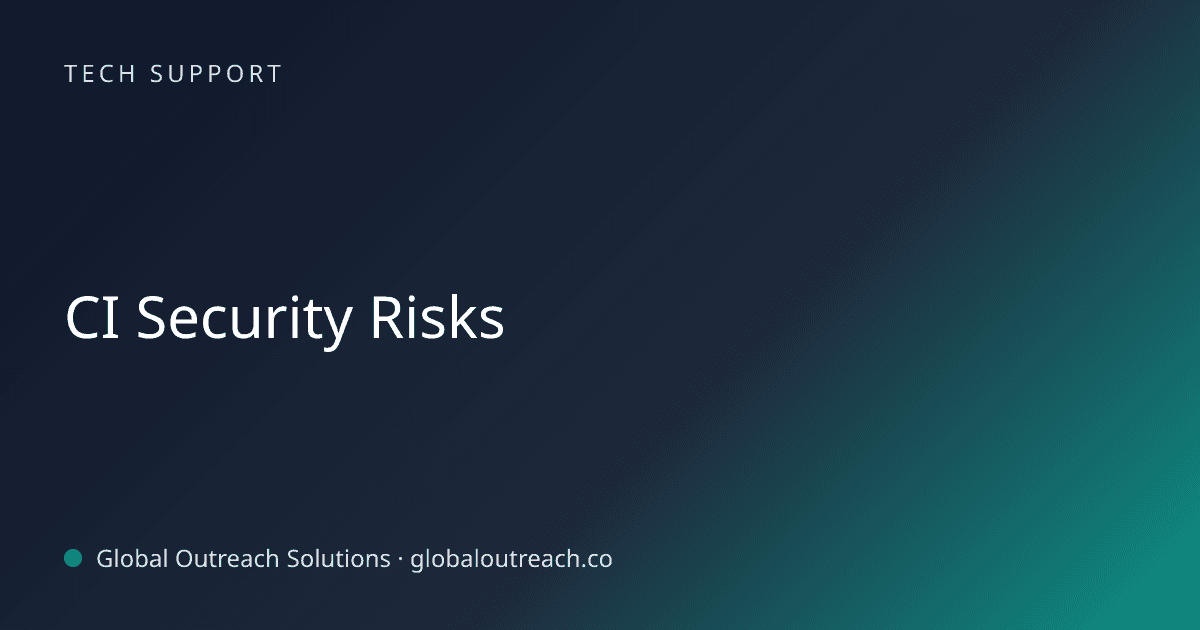 Blog article cover image: "CI Security Risks" in Tech Support