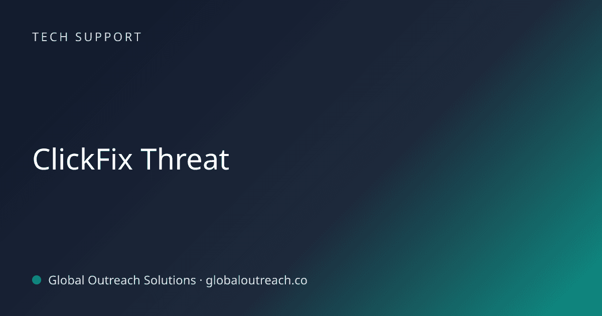 Related article cover image: "ClickFix Threat" (Tech Support)