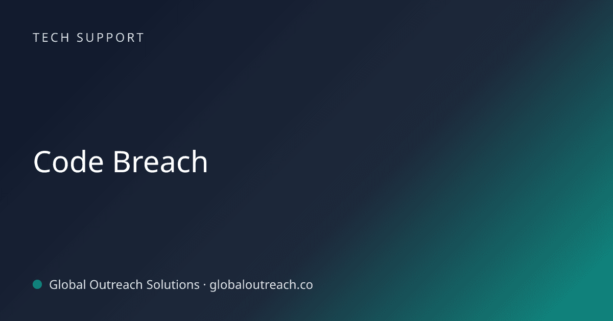 Blog article cover image: "Code Breach" in Tech Support