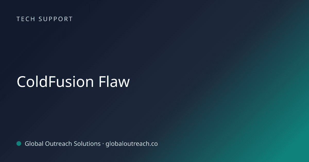 Blog article cover image: "ColdFusion Flaw" in Tech Support