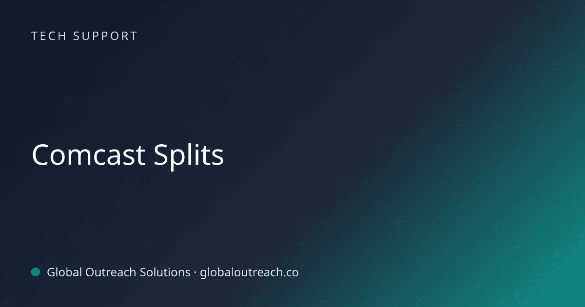 Illustrated cover image for the Tech Support article "Comcast Splits" on Global Outreach Solutions blog