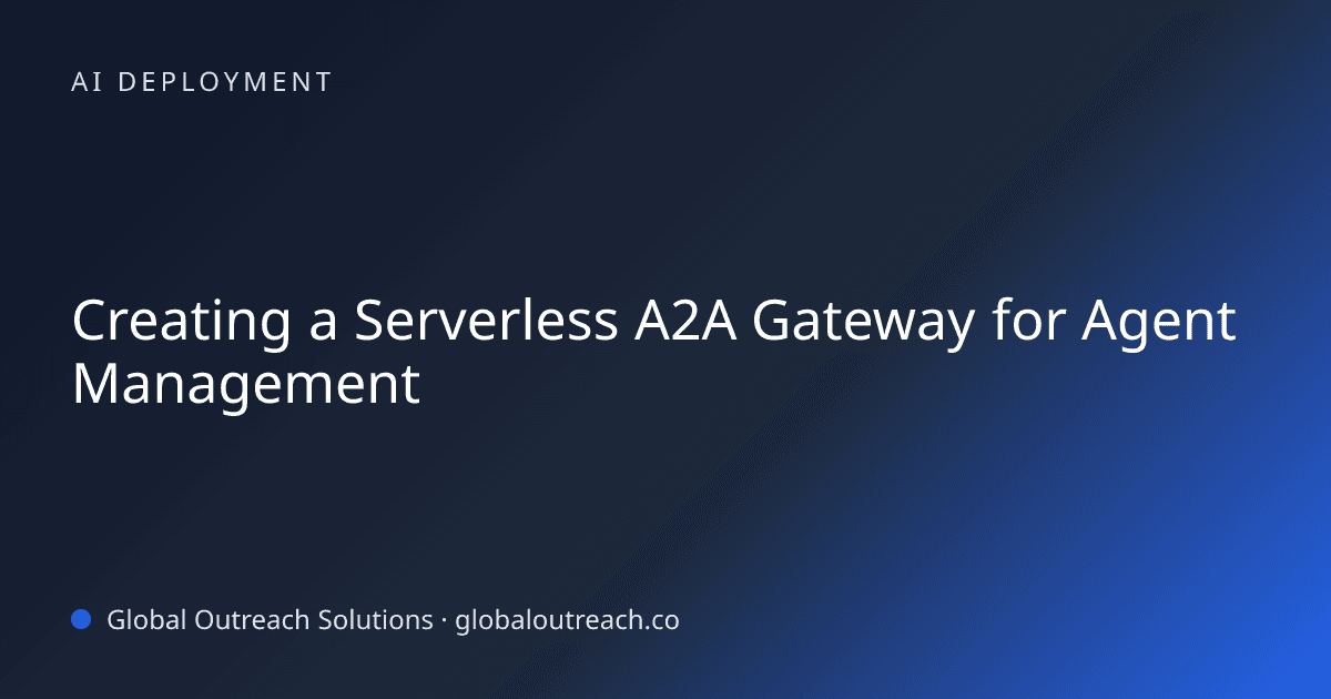 Blog article cover image: "Creating a Serverless A2A Gateway for Agent Management" in AI Deployment