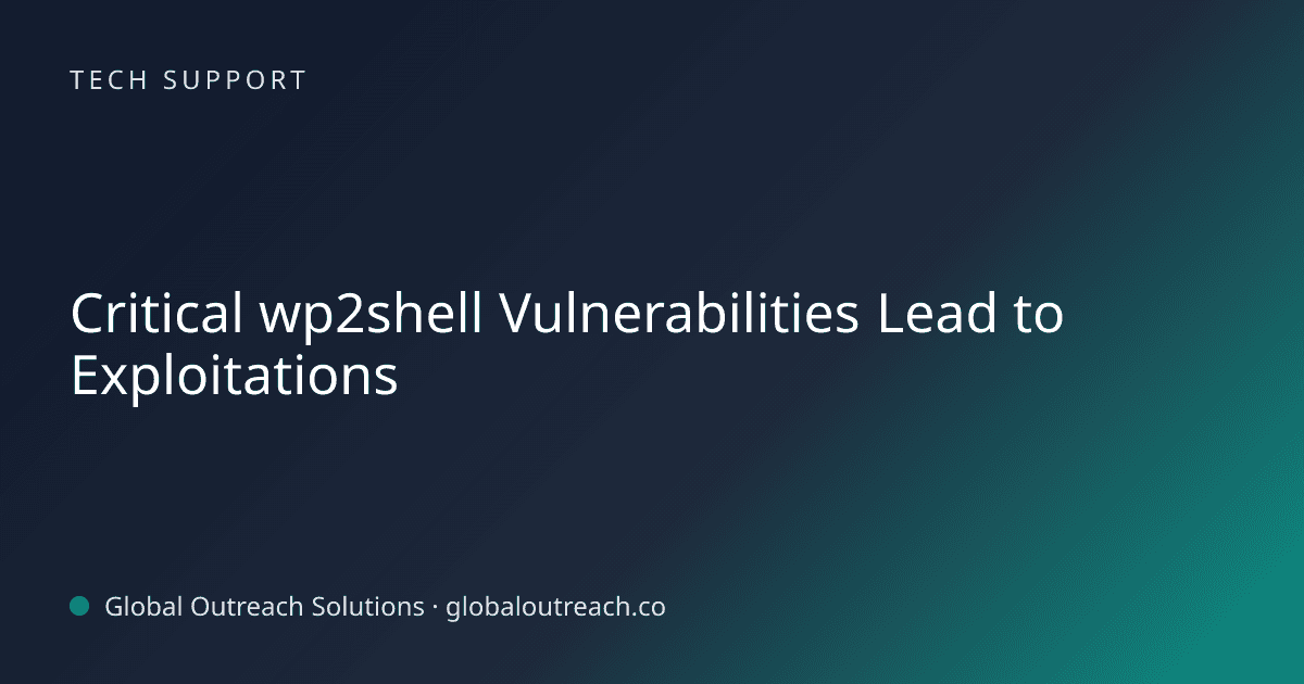 Related article cover image: "Critical wp2shell Vulnerabilities Lead to Exploitations" (Tech Support)