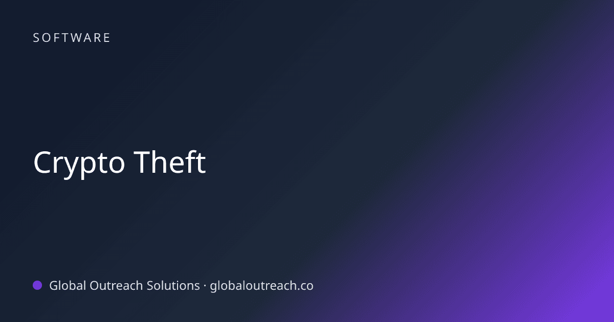 Illustrated cover image for the Software article "Crypto Theft" on Global Outreach Solutions blog