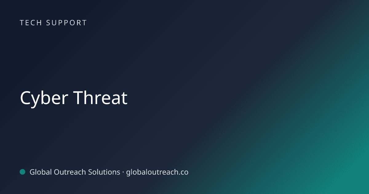 Blog article cover image: "Cyber Threat" in Tech Support