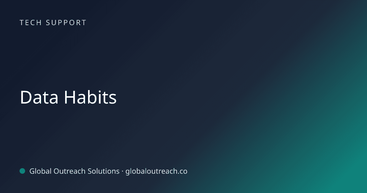 Blog article cover image: "Data Habits" in Tech Support