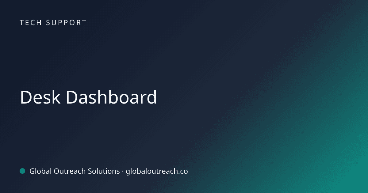 Blog article cover image: "Desk Dashboard" in Tech Support