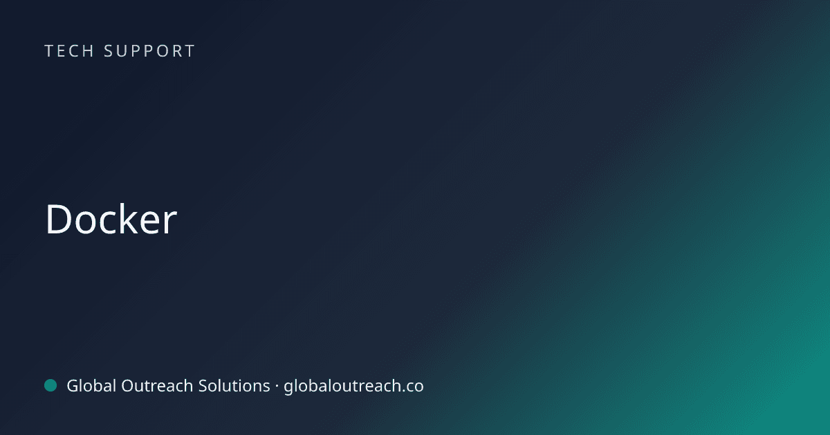 Blog article cover image: "Docker" in Tech Support