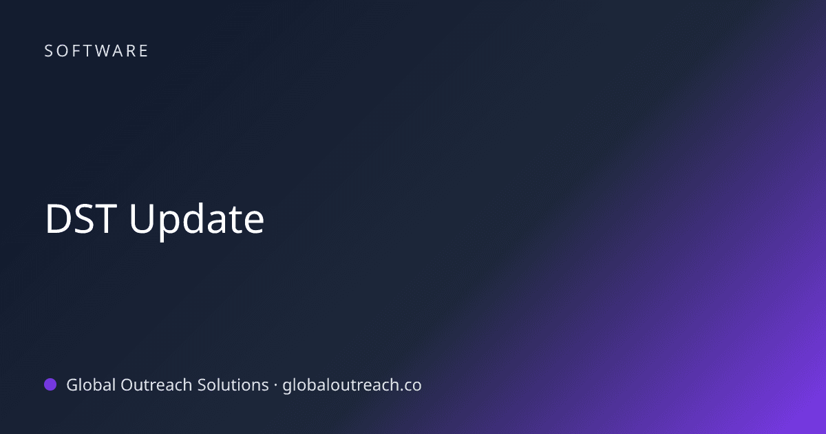 Blog article cover image: "DST Update" in Software