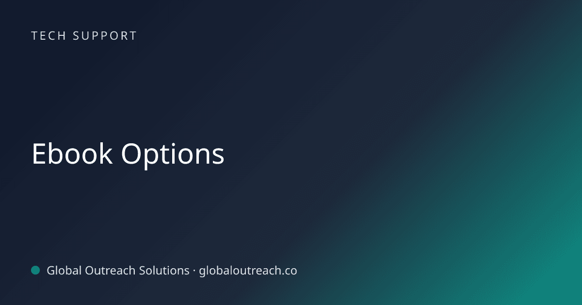 Related article cover image: "Ebook Options" (Tech Support)