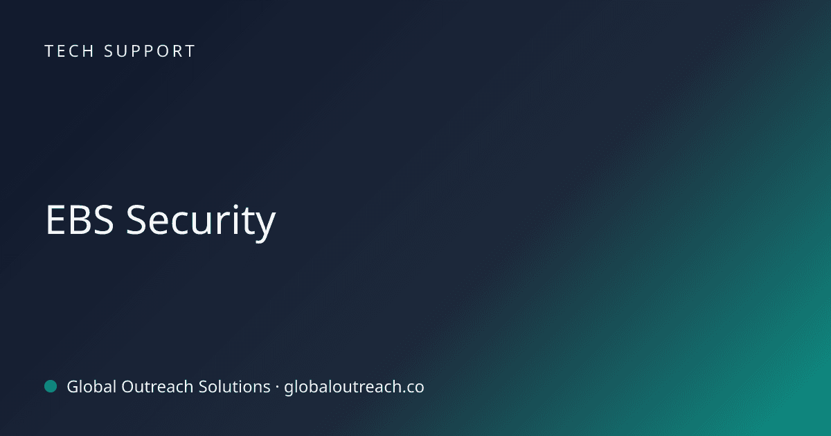 Blog article cover image: "EBS Security" in Tech Support