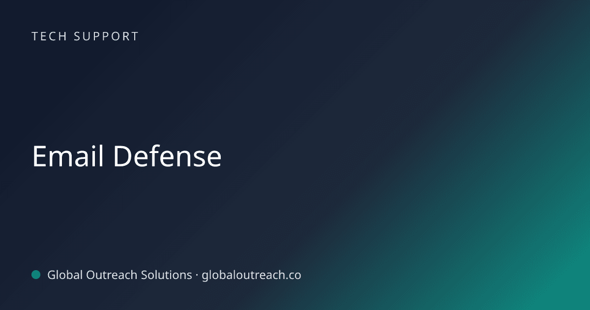 Blog article cover image: "Email Defense" in Tech Support